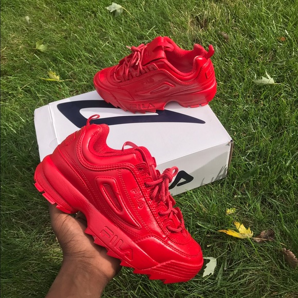 all red high top filas